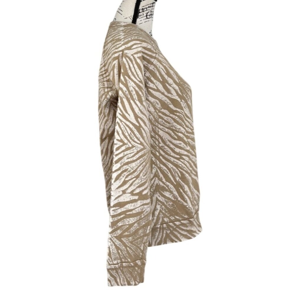 Mother Hugger Sweatshirt Zebra Print Long Sleeve Beige & Cream Womens Size S - Picture 3 of 10